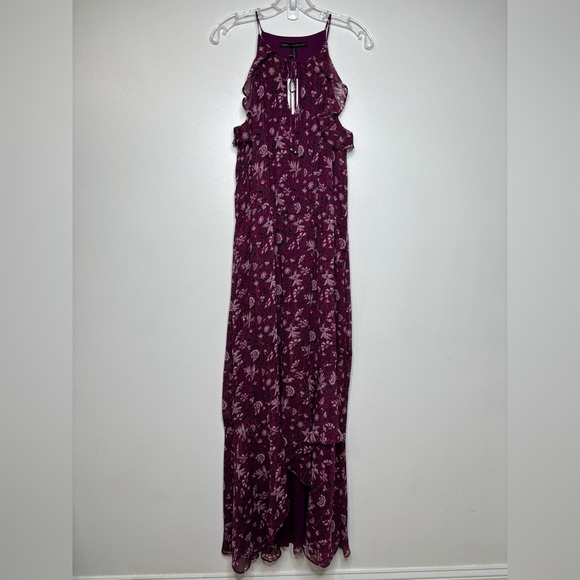 NWT White House Black Market Metallic Purple Printed Hi Low Maxi Dress Sz 12 - Picture 2 of 11